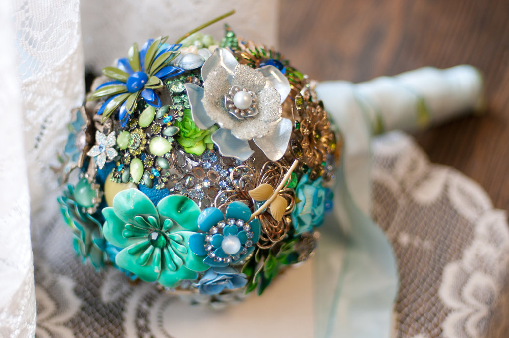 wedding flower alternatives bridal bouquets from Etsy blue aqua