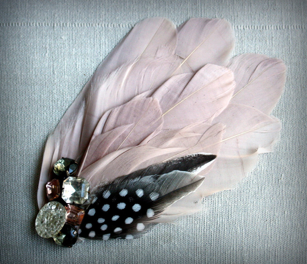 blush pink feather fascinator for vintage brides