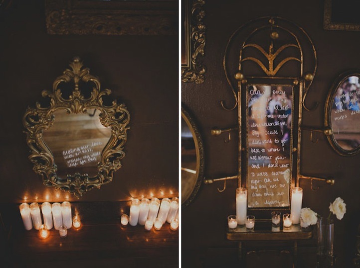 elegant rustic wedding framed mirrors with sweet messages