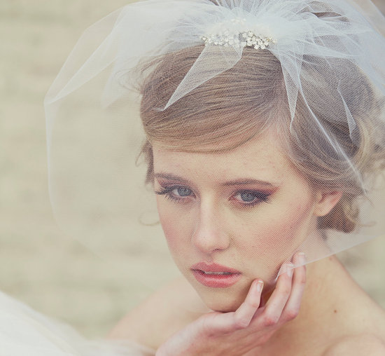 romantic bridal veil birdcage blusher tulle