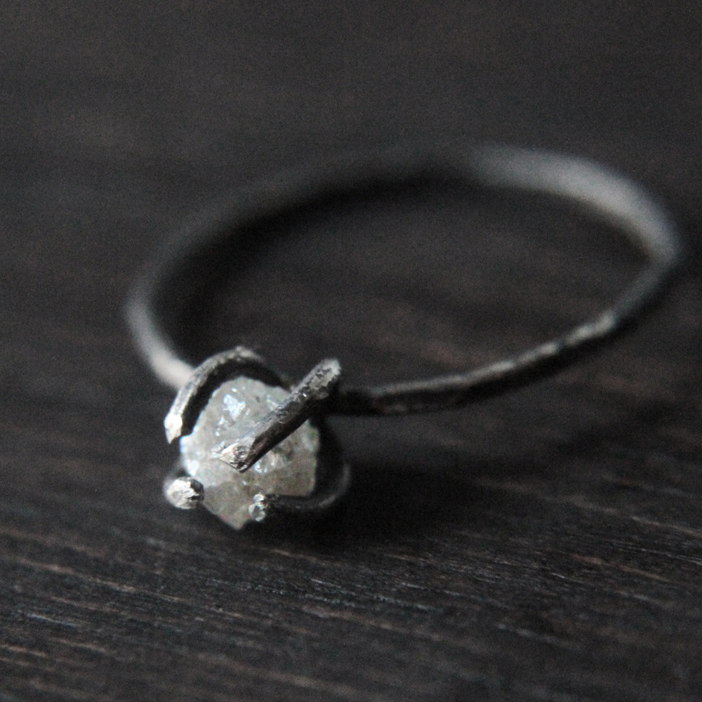 rough diamond engagement ring two stone