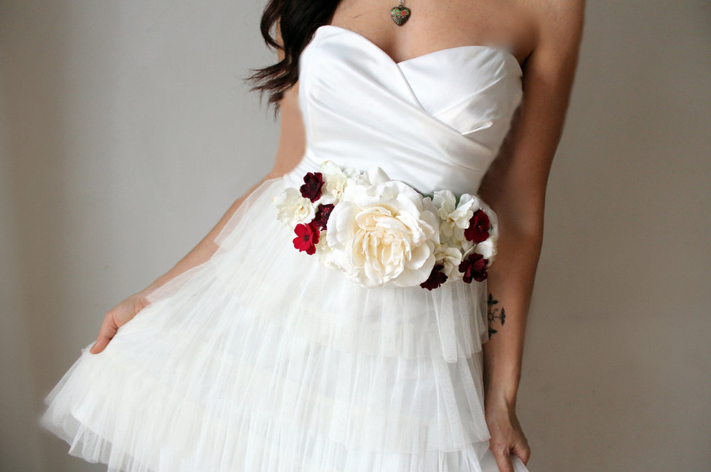 wedding dress sash with ivory red flowers wedding dress sash with ivory red flowers