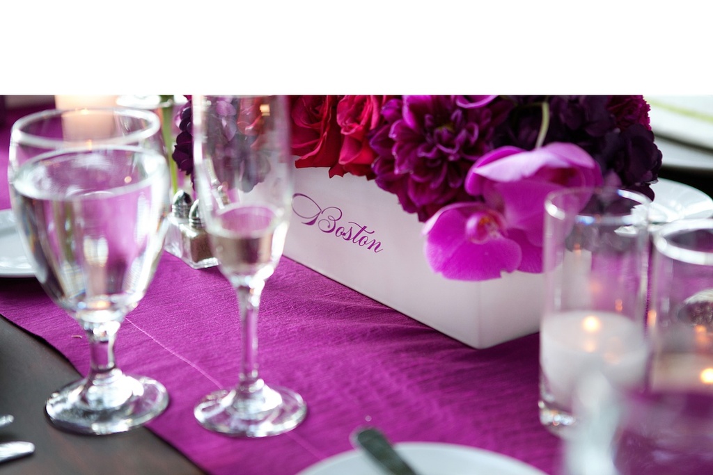 romantic purple red fuschia wedding flower centerpieces California