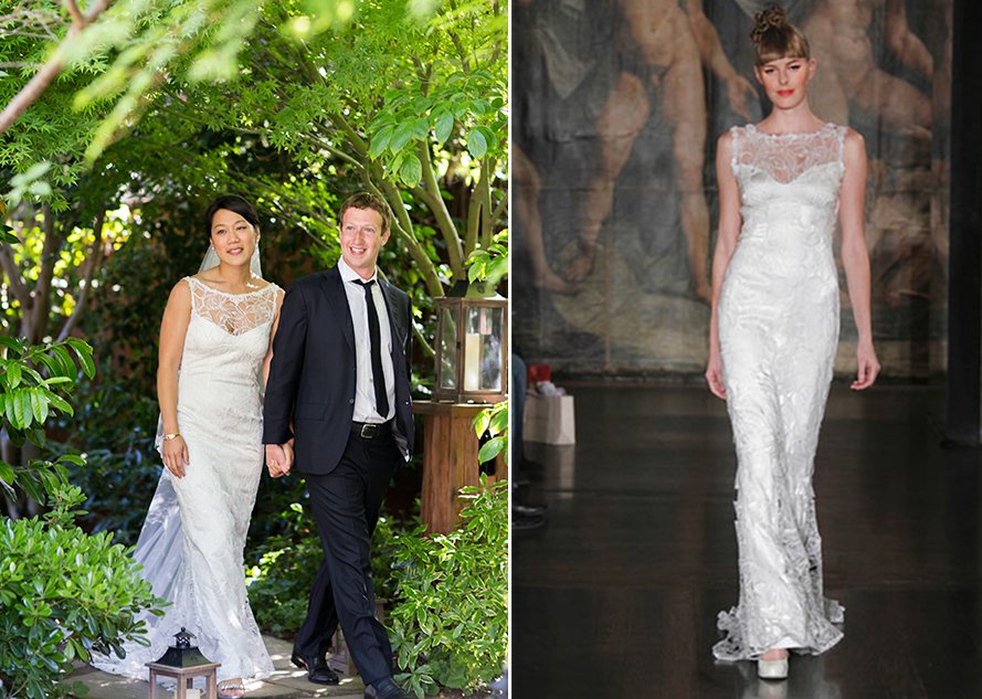 mark zuckerberg wedding bridal gown by claire pettibone