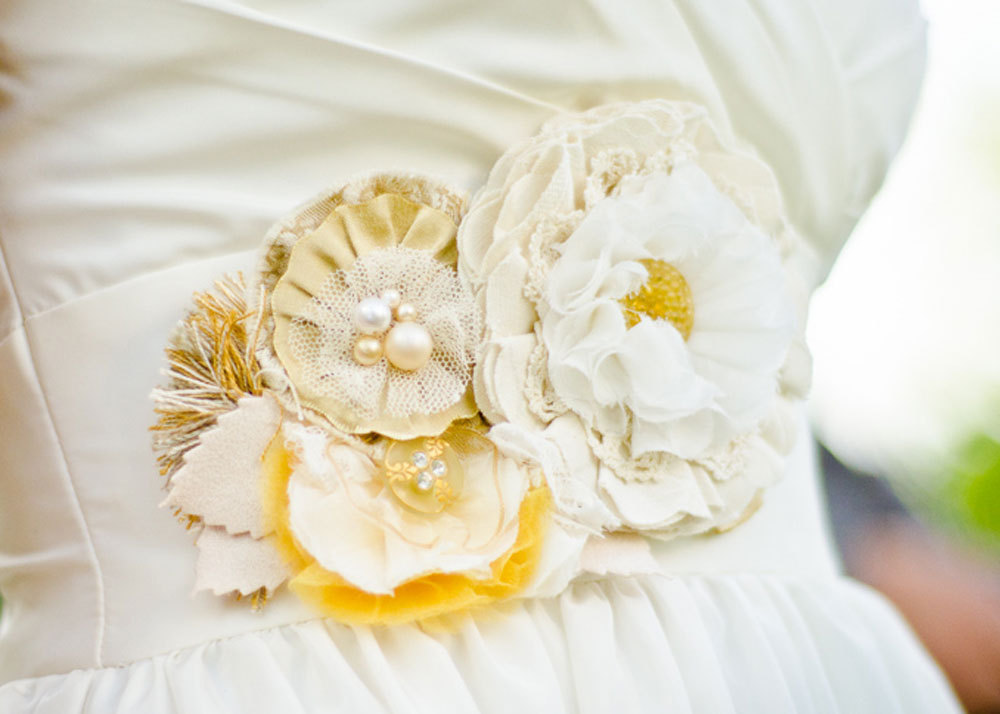 Ivory Gold Yellow Wedding Dress Sash