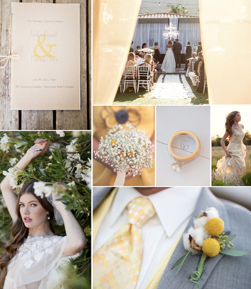 Romantic wedding colors Pale Yellow, Beige, Taupe and Ivory