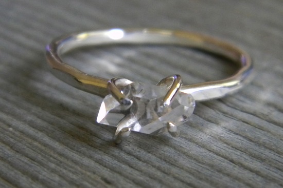 unique diamond engagement rings wedding jewelry with rough Herkimer