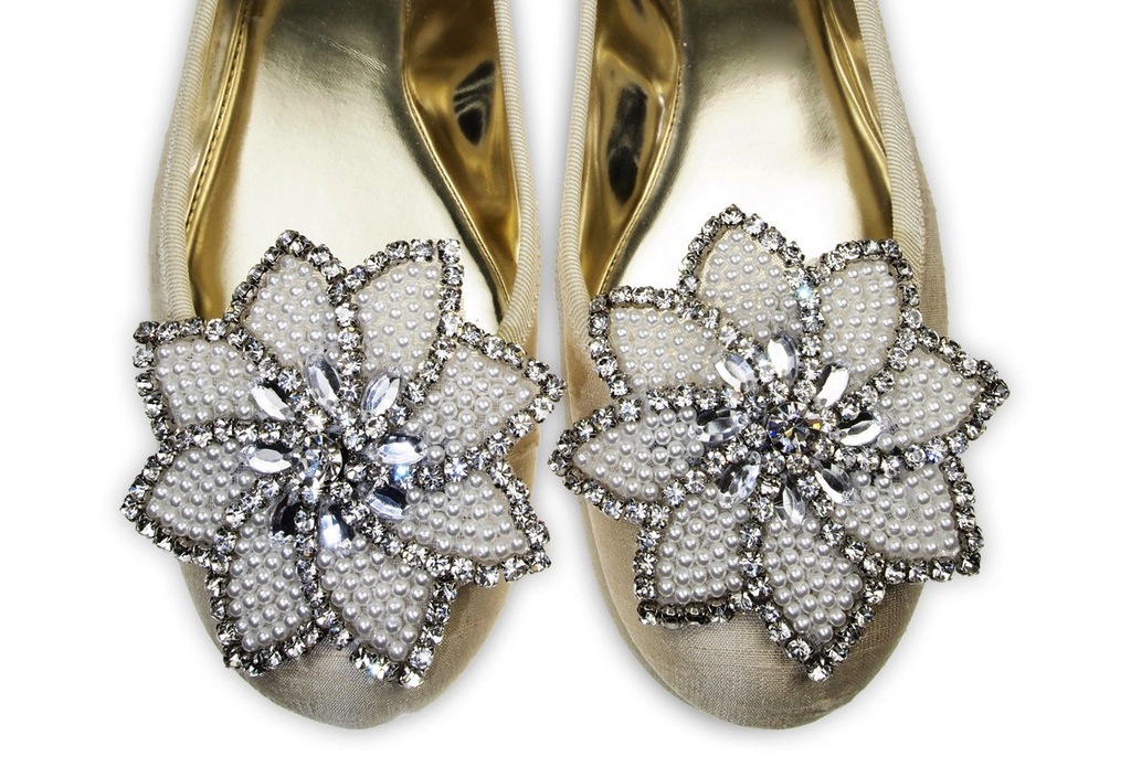 embellished flower wedding shoe clips
