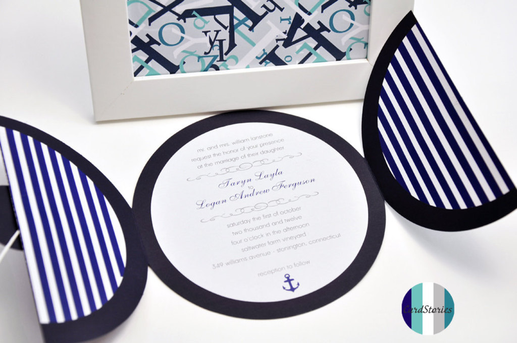 Round Wedding Invitations Ideas Wedding Color Inspiration Navy Blue Ceremony Reception Finds Round Invitations