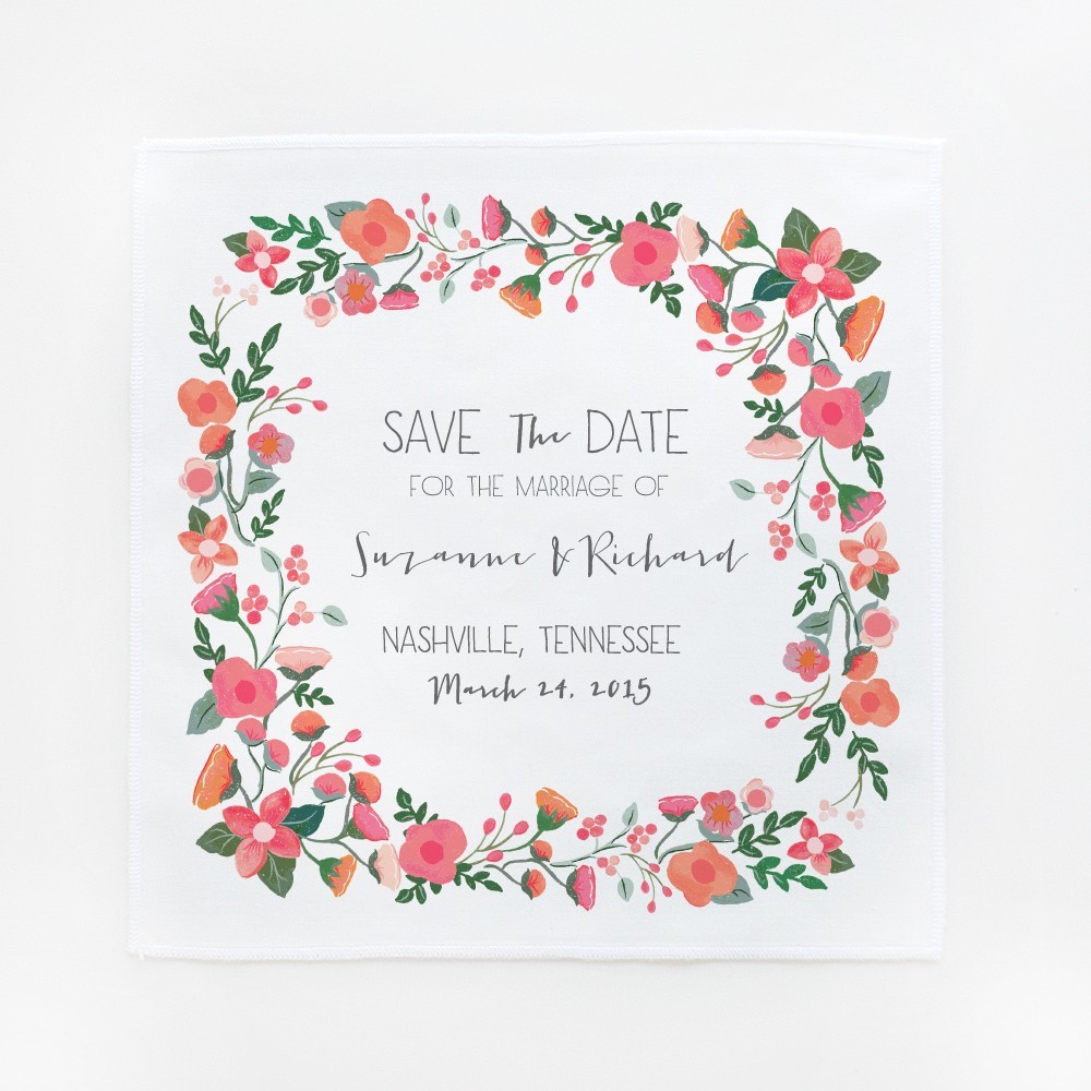 garden floral save the date hankies