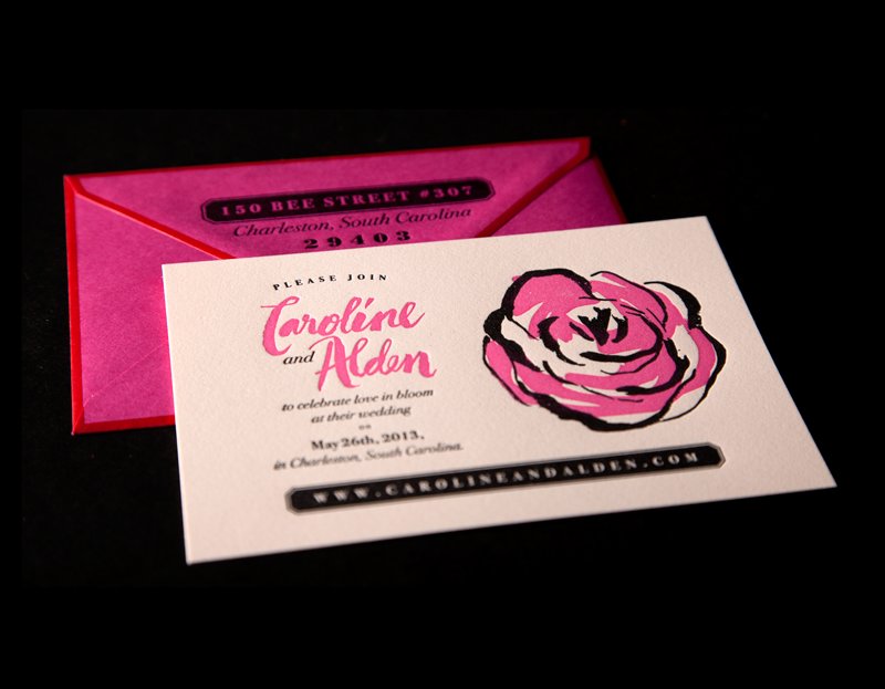 wedding stationery crush Ladyfingers Letterpress rose invitation suite